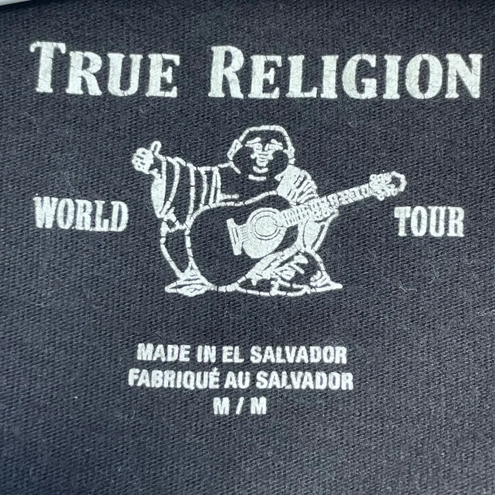 True Religion Mens Black Graphic T Shirt World Tour 100% Cotton Size M‎